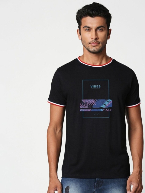 

Bewakoof Men Navy Blue Sports Printed Monochrome T-shirt