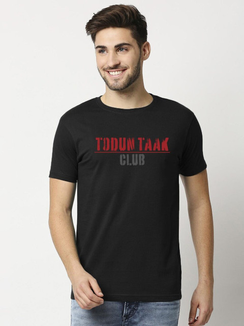 

Bewakoof Men Black & Red Typography Printed T-shirt
