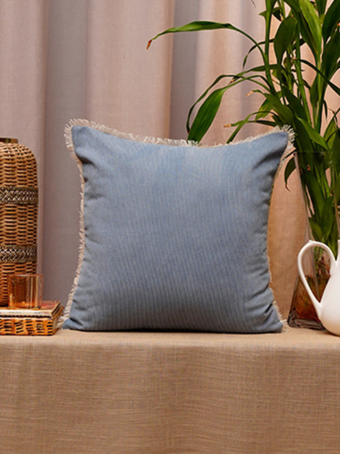 

ZEBA Blue & Black Striped Square Cushion Covers