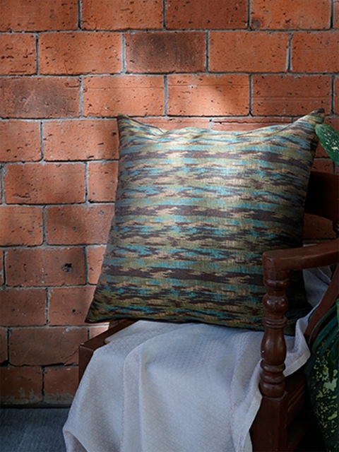 

ZEBA Green & Blue Abstract Square Cushion Cover
