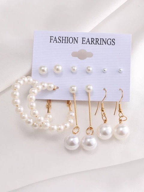 

ANNA CREATIONS Set Of 6 Gold-Toned Contemporary Earrings