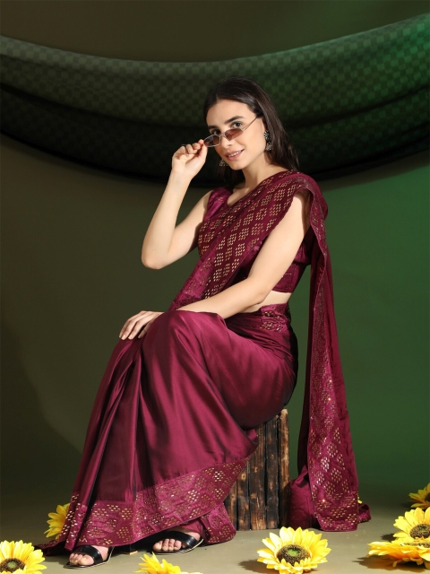 

PUNYATHA CREATION Maroon Pure Silk Saree