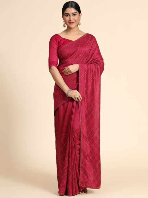 

PUNYATHA CREATION Maroon Embellished Pure Silk Saree