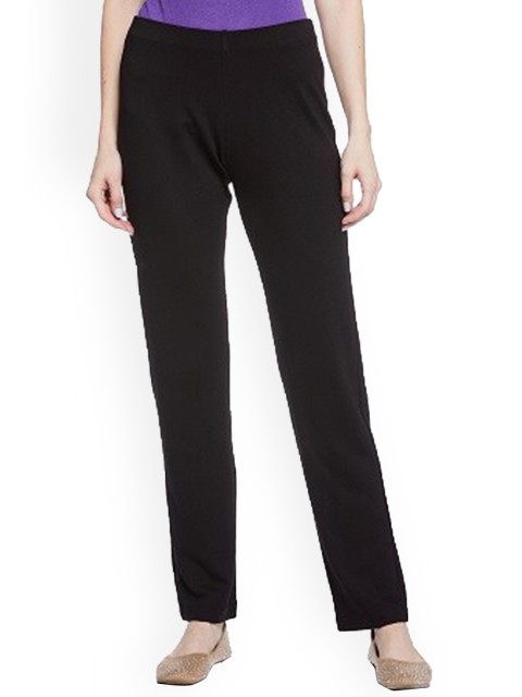 

UNMADE Women Black Solid Straight-Fit Lounge Pants