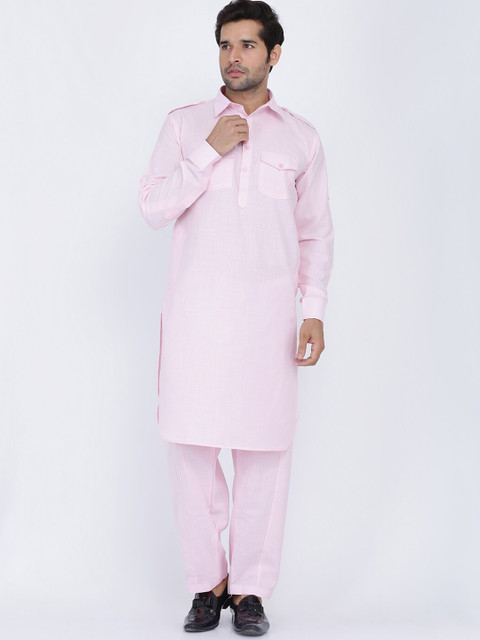

ROYAL KURTA Men Pink Pure Cotton Kurta with Salwar