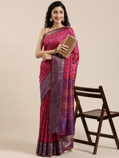 

The Chennai Silks Magenta & Blue Printed Cotton Saree
