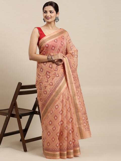 

The Chennai Silks Orange & Black Pure Cotton Saree