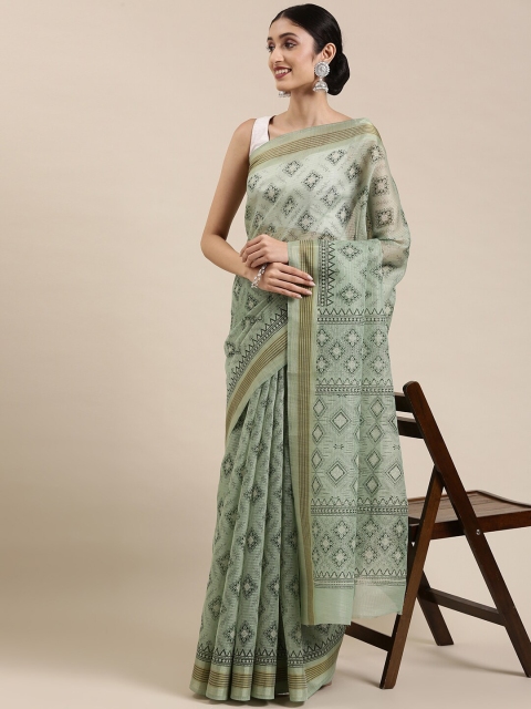 

The Chennai Silks Green Ethnic Motifs Pure Cotton Saree