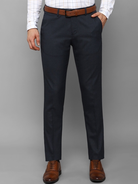 

Allen Solly Men Navy Blue Textured Slim Fit Trousers