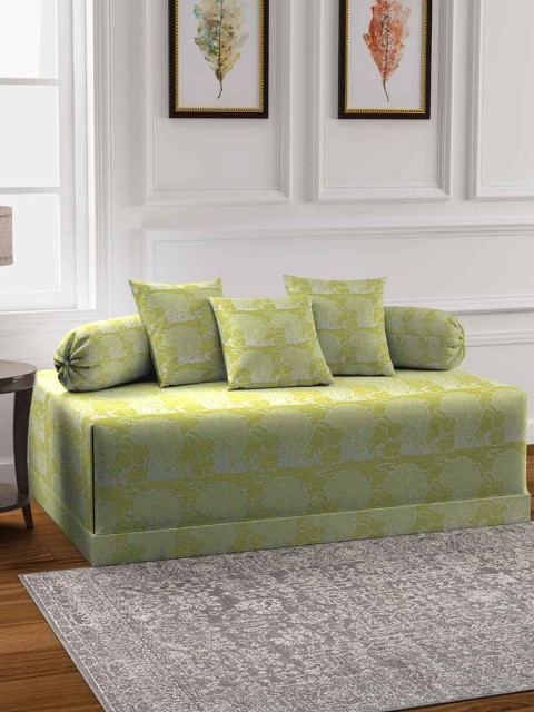 

KLOTTHE Green Set Of 6 Self Design Pure Cotton Diwan Set