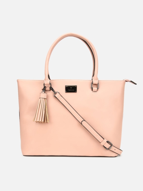 

Van Heusen Woman Pink Colourblocked PU Oversized Structured Handheld Bag with Tasselled