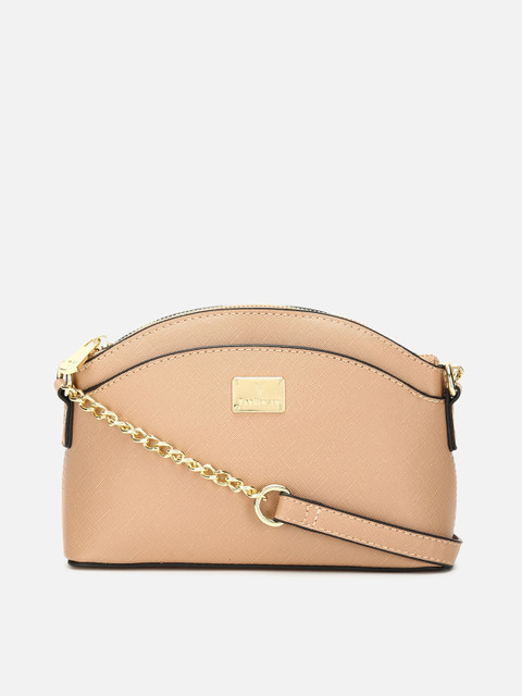 

Van Heusen Woman Peach-Coloured PU Structured Sling Bag
