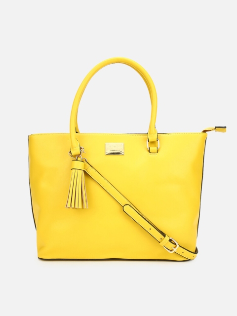 

Van Heusen Woman Yellow PU Structured Handheld Bag with Tasselled Detail