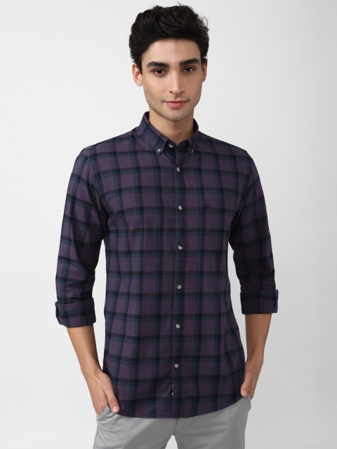 

Peter England Casuals Men Navy Blue Slim Fit Tartan Checks Casual Shirt