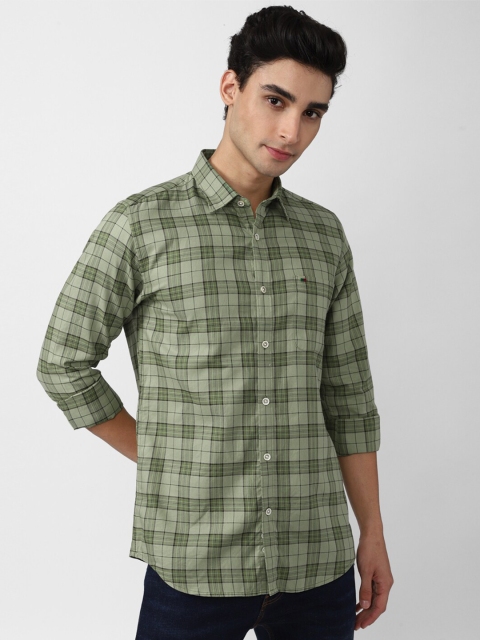 

Peter England Casuals Men Green Slim Fit Tartan Checks Checked Casual Shirt