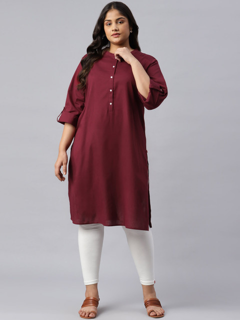 

W Women Red Asymmetric Plus Size Shirt Kurta