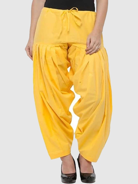 

Trendzmy Women Yellow Solid Pure Cotton Loose-Fit Dhoti Salwars