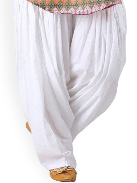 

Trendzmy Women White Solid Loose-Fit Cotton Salwar