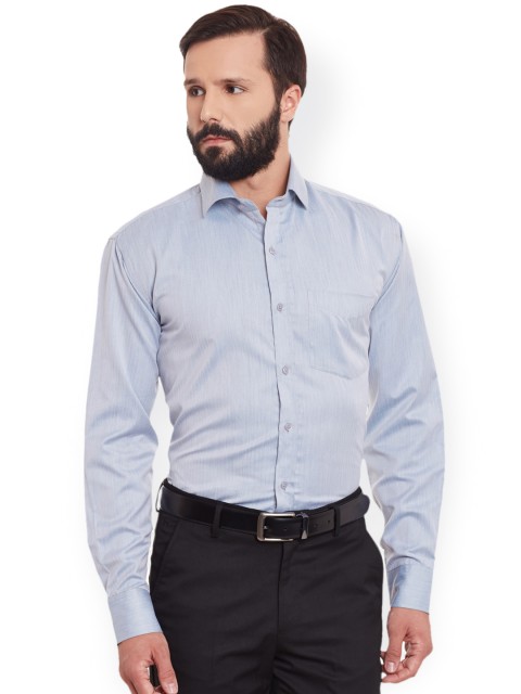

Hancock Men Grey Smart Slim Fit Self-Design Formal Shirt