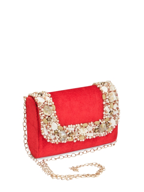 

INAAYA Red & Tan Embellished Envelope Clutch