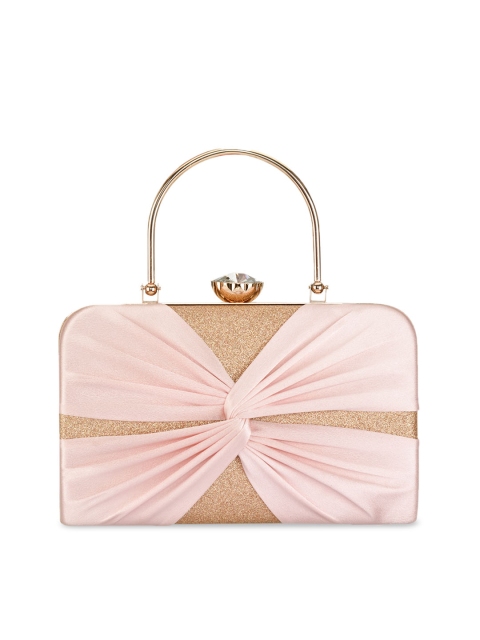 

INAAYA Pink Textured Shimmer Satin Party Purse Clutch