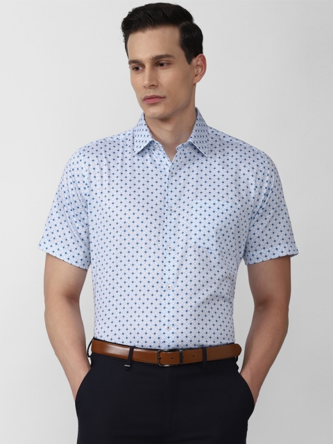 

Van Heusen Men Blue Printed Pure Cotton Semiformal Shirt