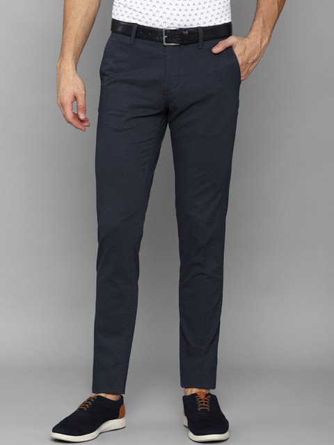 

Louis Philippe Sport Men Navy Blue Textured Cotton Slim Fit Trousers