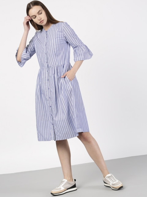 

ether Women Blue Striped Shirt Dress