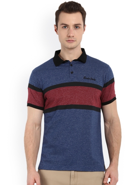 

Avoir Envie Men Blue & Red Colourblocked Polo Collar Slim Fit T-shirt