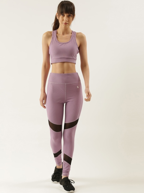 

Bannos Swagger Women Lavender Solid Sleeveless Sport Bra Co-Ord