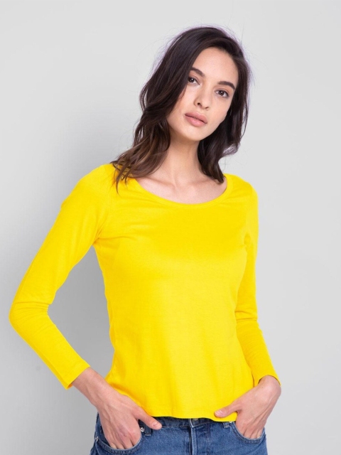 

Bewakoof Women Yellow Pure Cotton Slim Fit T-shirt