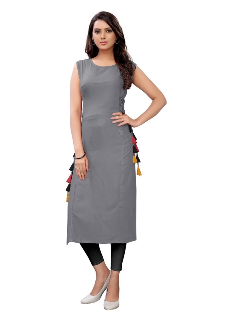 

APNISHA Grey Solid Kurta