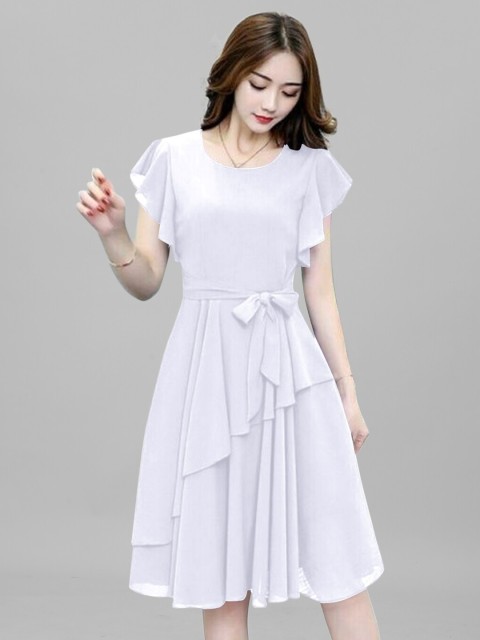 

APNISHA Women White Georgette Dress