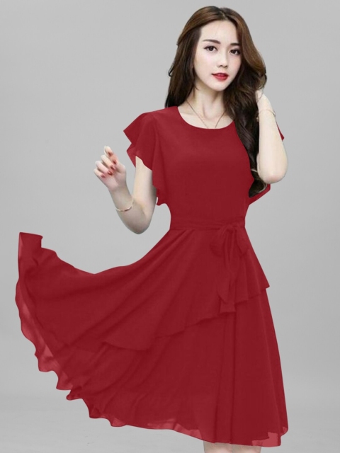 

APNISHA Red Layered Georgette Dress