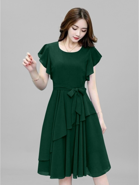 

APNISHA women Green Georgette Dress