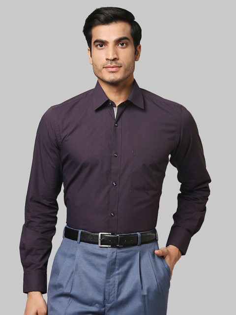 

Raymond Men Dark Brown Printed Cotton Shirts