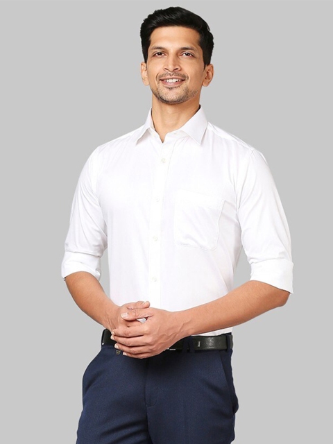 Raymond Men White Slim Fit Checked Formal Shirt