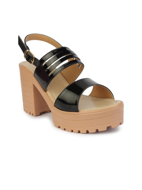 

Shoetopia Women Black Colourblocked Heels
