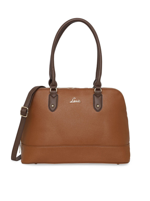 

Lavie Brown Structured Shoulder Bag with Cut Work
