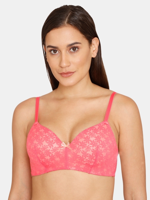 

Zivame Pink Floral Bra Lightly Padded