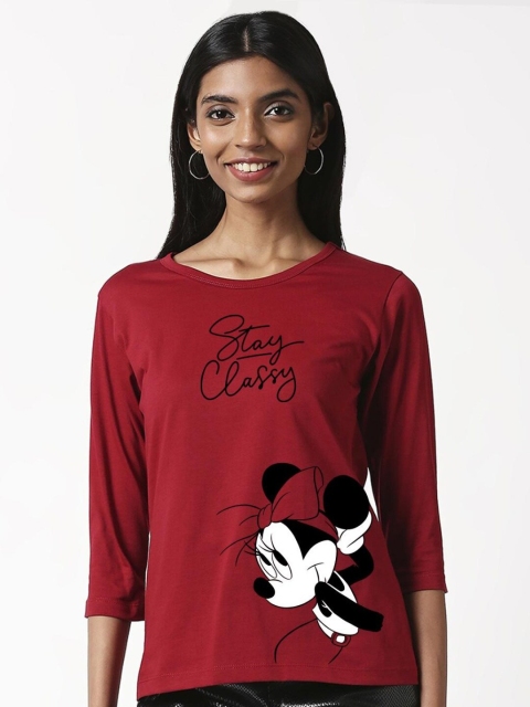 

Bewakoof Women Red Printed Pure Cotton Slim Fit T-shirt