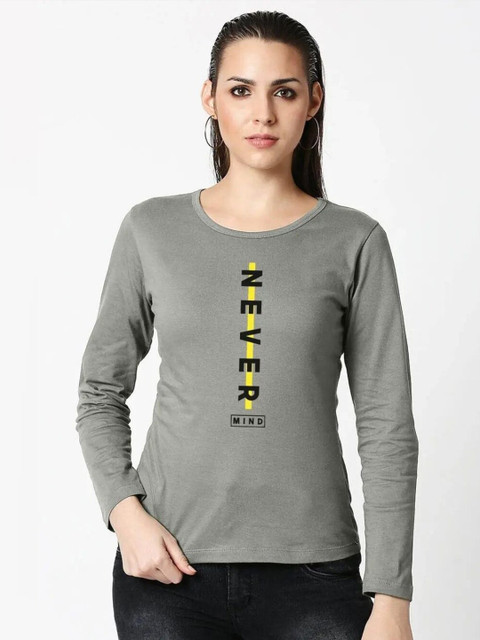 

Bewakoof Women Grey Printed Pure Cotton Slim Fit T-shirt
