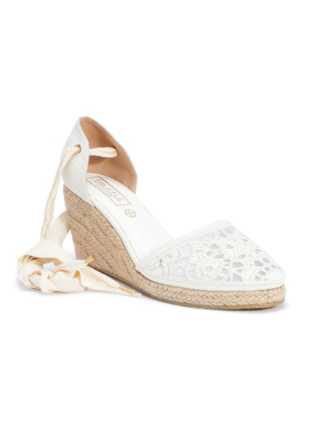 

Truffle Collection Women White Woven Design Wedges