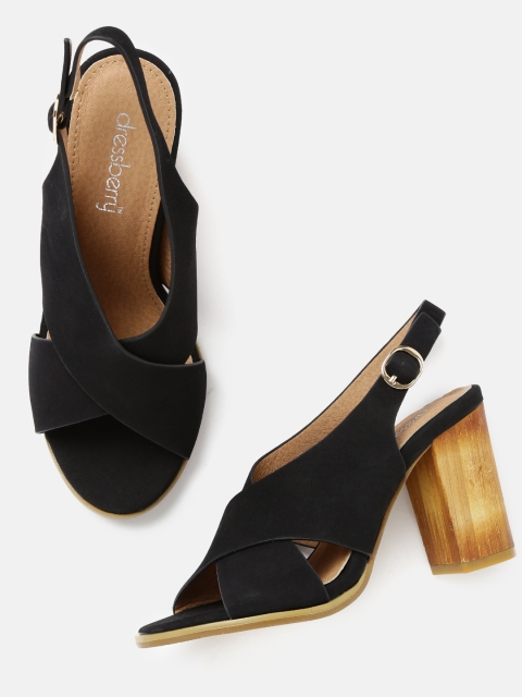 

DressBerry Women Black Solid Heels