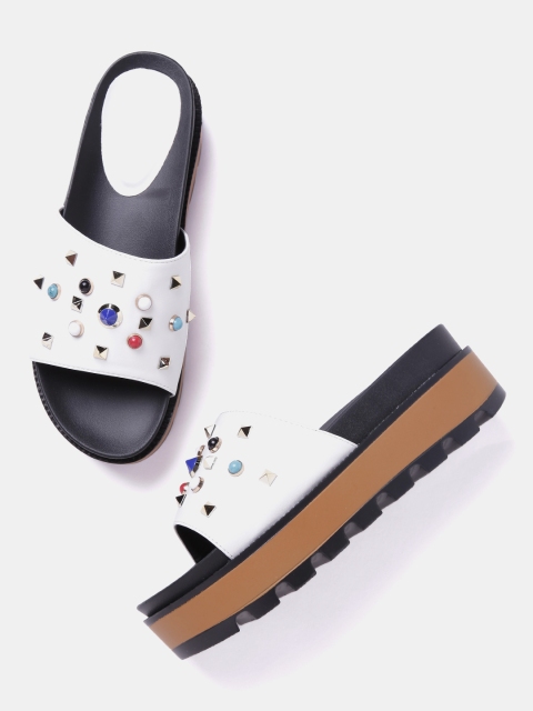 

DressBerry Women White Embellished Flatforms