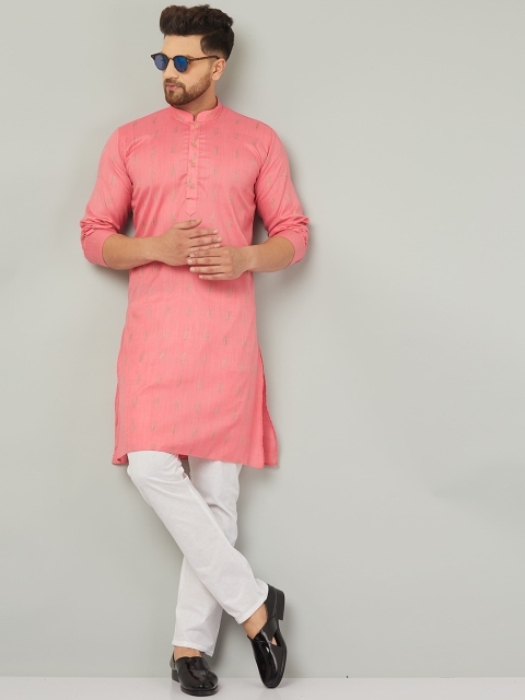 

Armaan Ethnic Men Peach-Coloured Ethnic Motifs Kurti with Trousers