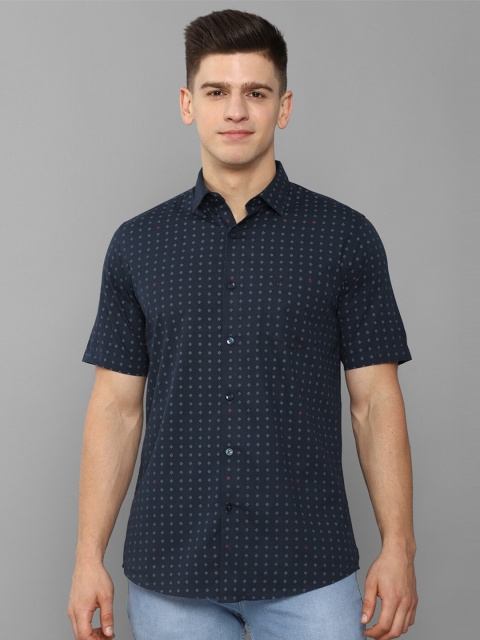 

Allen Solly Men Navy Blue Slim Fit Printed Pure Cotton Casual Shirt