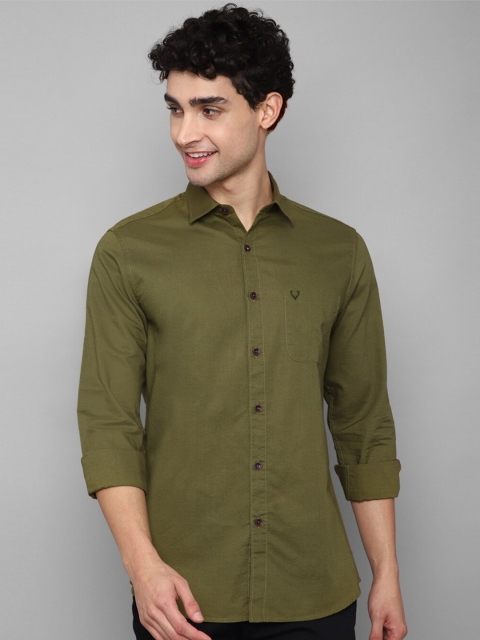 

Allen Solly Men Olive Green Cotton Slim Fit Casual Shirt