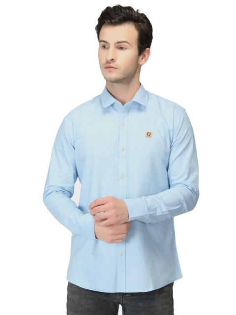 

BAWERIN Men Blue Solid Original Casual Shirt