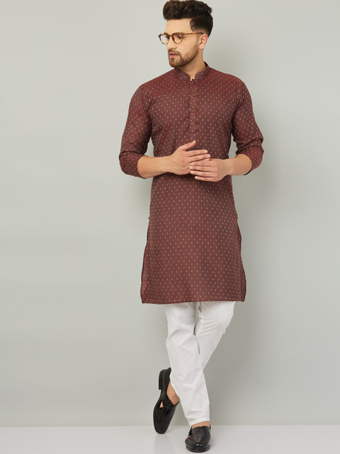 

Armaan Ethnic Men Brown Printed Kurta with Churidar